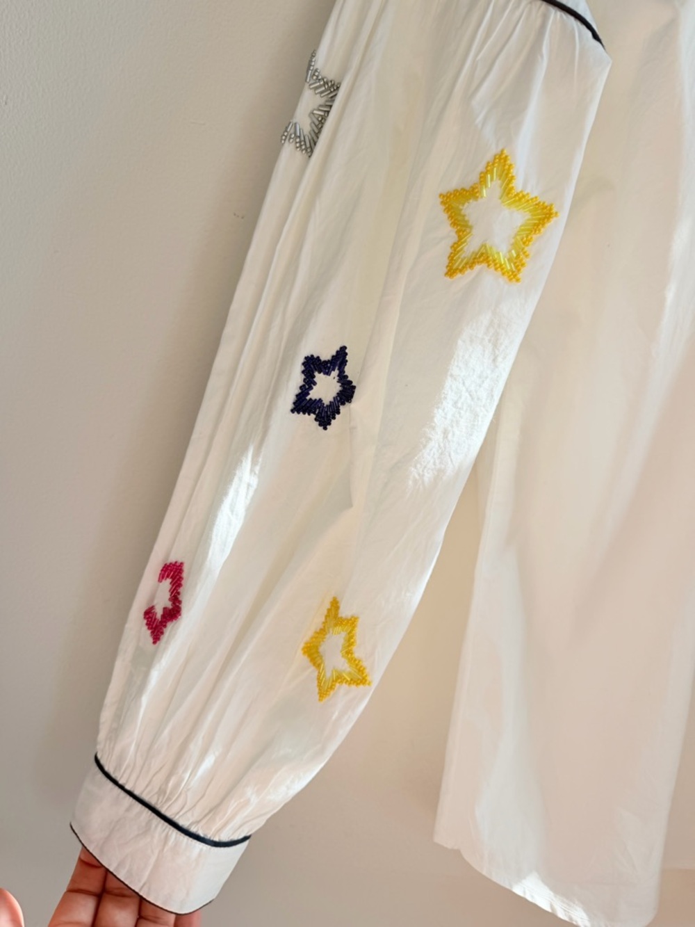 Vilagallo Fabiana Bead Stars Sleeve Blouse - Picture 5 of 7